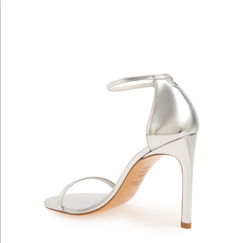 STUART WEITZMAN NUDISTSONG TIN GLASS SILVER HEELS - Picture 2 of 4